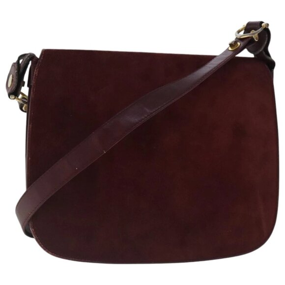CARTIER Shoulder Bag Suede Red Gold Auth bs19206 - Picture 1 of 16